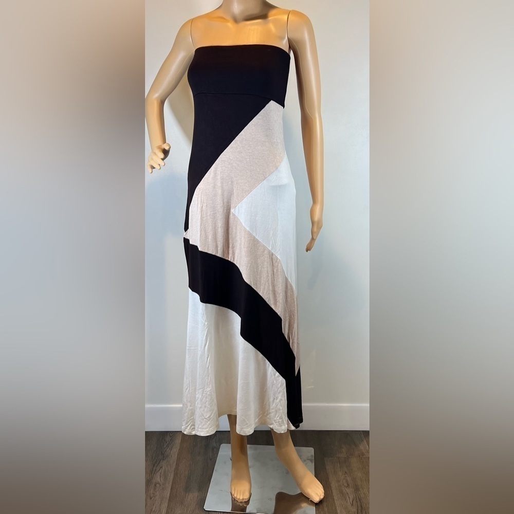2/$25 3/$35 Vintage strapless dress / skirt color‎ block black white tan